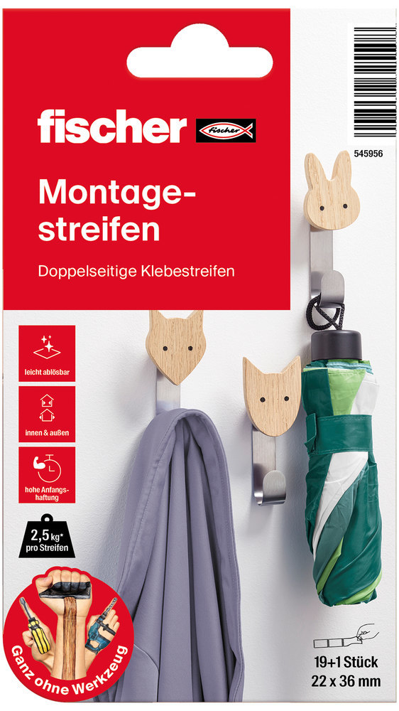 fischer Montage Streifen doppelseitige Klebestripes Produktbild img1 L