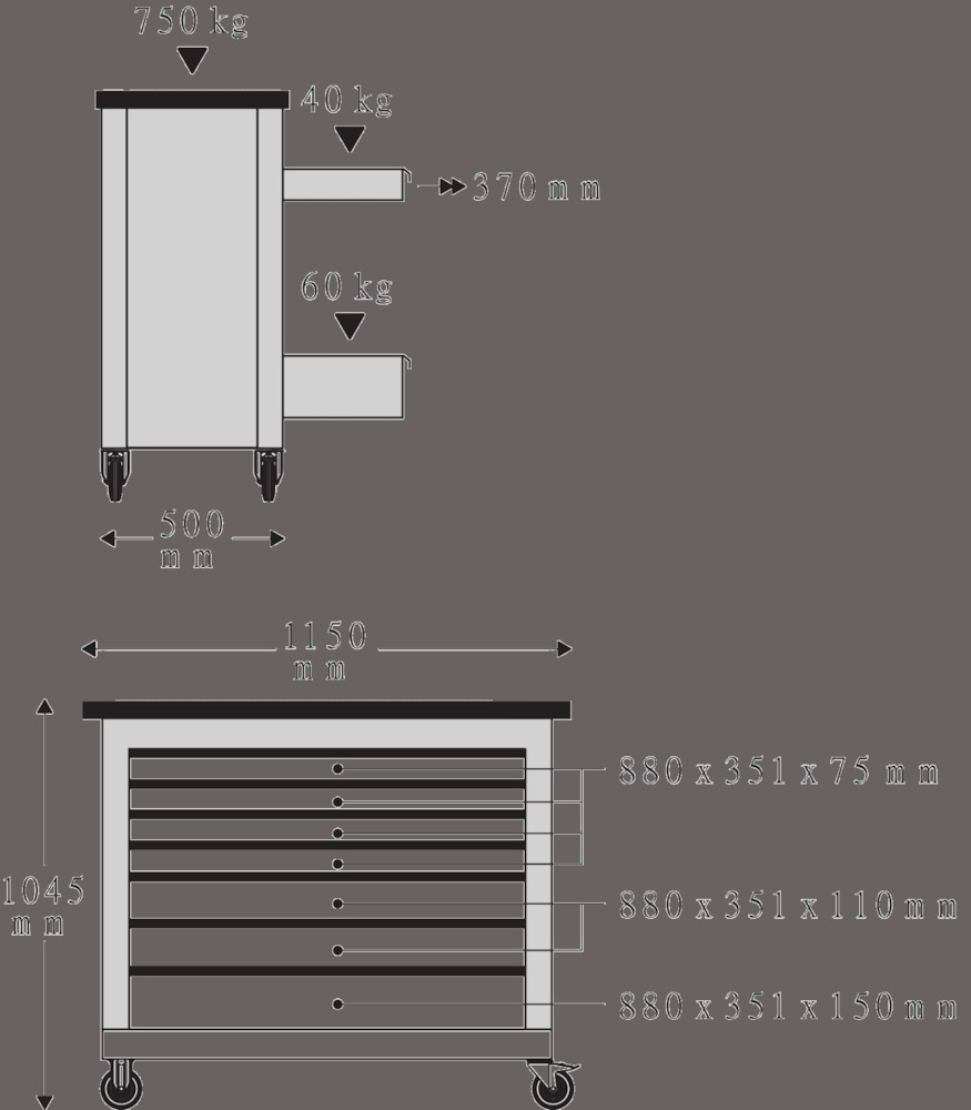 STAHLWILLE Mobile Werkbank WB 625 7Schubl. anthrazit RAL7016 Produktbild img5 L