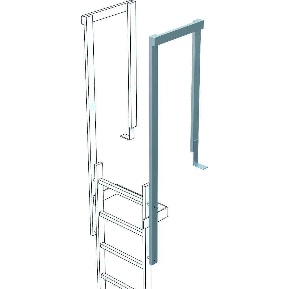ZARGES Ausstiegsgeländer Notleiteranlage mit Bodenwinkel H 1100 mm, Stahl verzinkt Produktbild img1 L