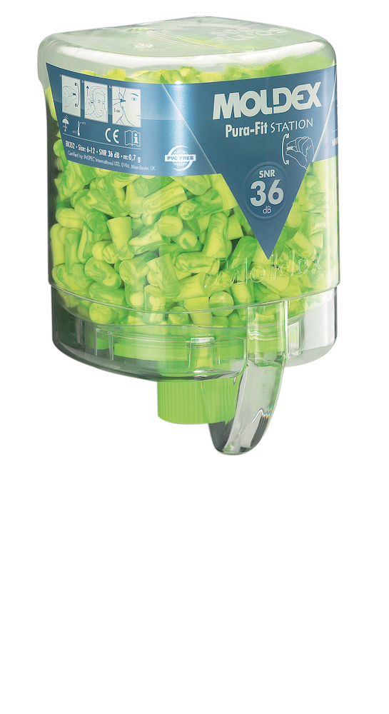 MOLDEX Spender gefüllt Pura-Fit® MoldexStation 7725, grüngelb, 36dB ohne Wandhalterung Produktbild img3 L