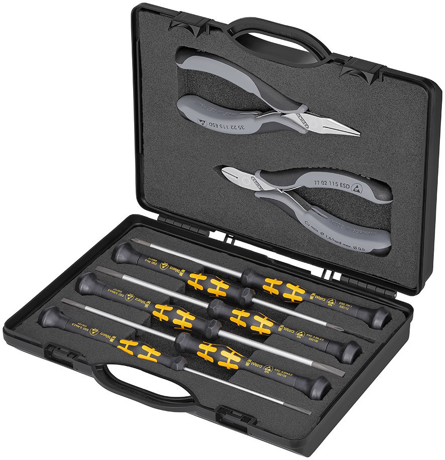 KNIPEX Werkzeug-Sortiment 00 20 18 ESD 8-teilig Kunststoffbox Produktbild img1 L