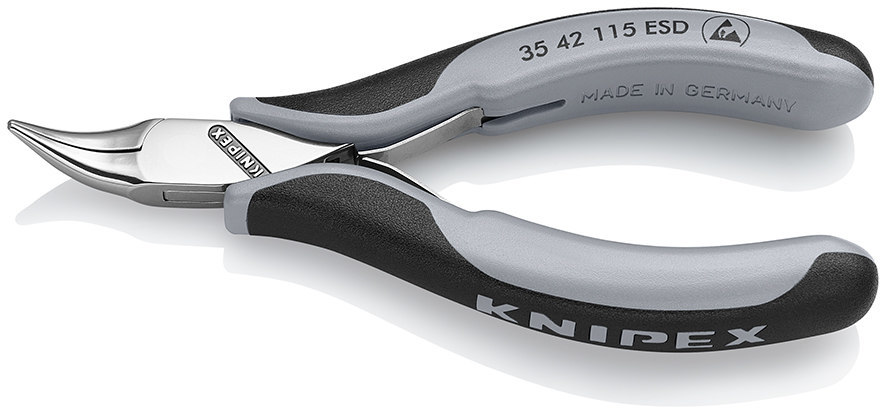 KNIPEX Greifzange Elektronik ESD Backen flachrund gebogen 115mm Produktbild img1 L