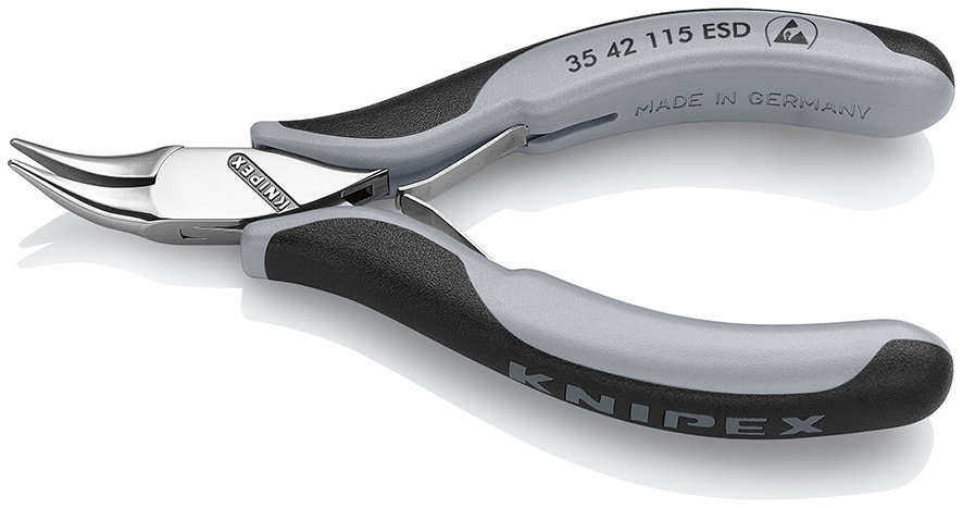 KNIPEX Greifzange Elektronik ESD Backen flachrund gebogen 115mm Produktbild img5 L