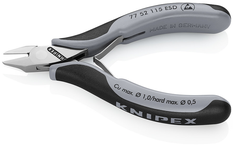 KNIPEX Seitenschneider Elektronik ESD Sp itzflachkopf mit Fase klein 115mm Produktbild img3 L