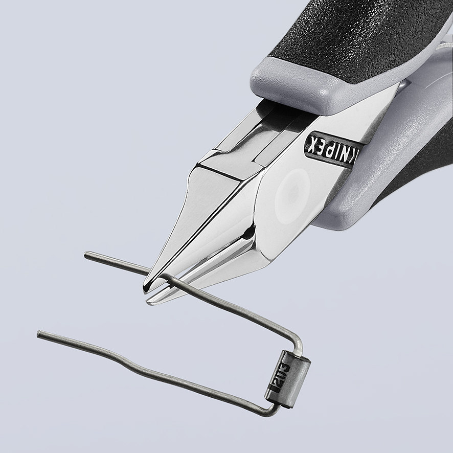 KNIPEX Seitenschneider Elektronik ESD Sp itzflachkopf mit Fase klein 115mm Produktbild img2 L