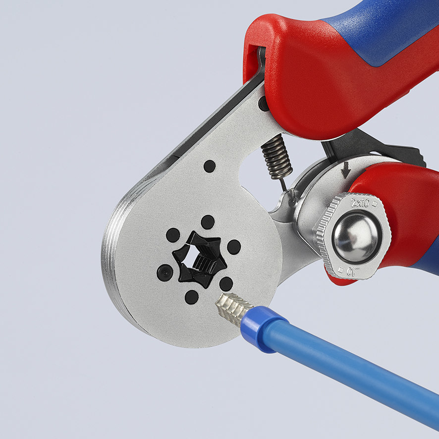 KNIPEX Selbsteinstellende Crimpzange für Aderendhülsen mit Seiteneinführung mit Mehrkomponenten-Hüllen verchromt Produktbild img5 L