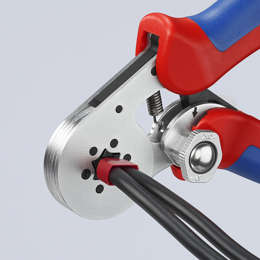 KNIPEX Selbsteinstellende Crimpzange für Aderendhülsen mit Seiteneinführung mit Mehrkomponenten-Hüllen verchromt Produktbild img6 L