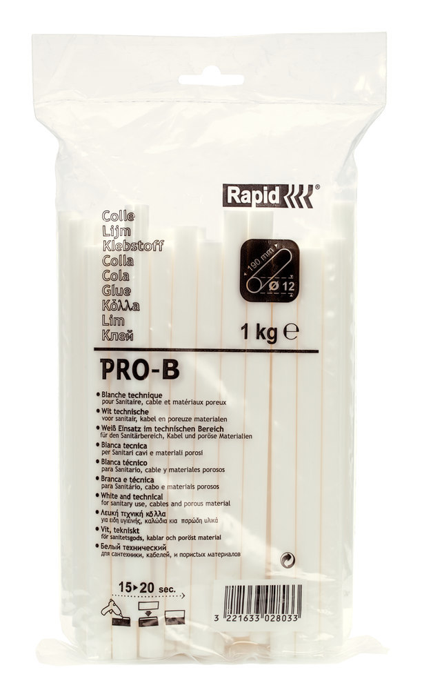 RAPID Klebestick PRO-B glue weiß ø12 x 190mm, für Sanitär und Kabel, 1000g, 40302803 Produktbild img1 L