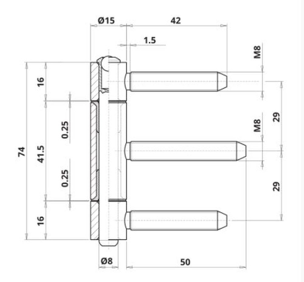 ELLEN Einbohrband Typ 320,3tlg. vernickelt Produktbild img2 L