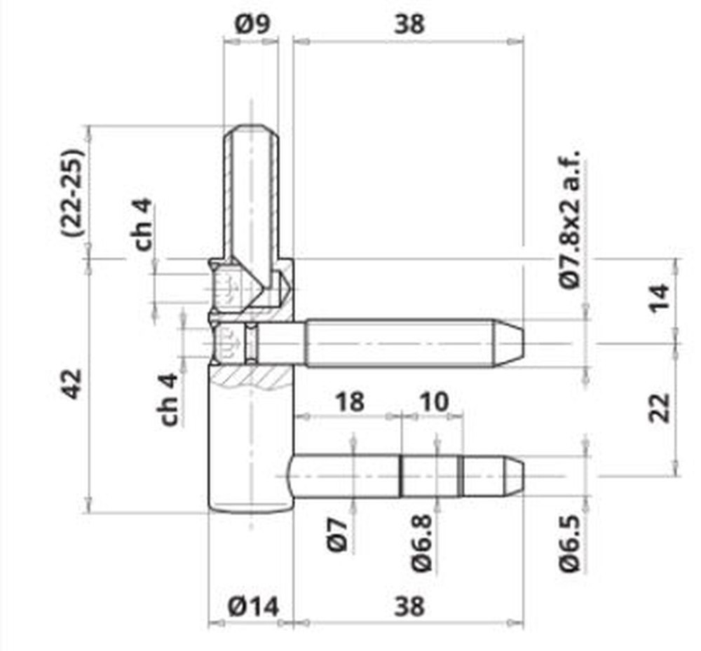 ELLEN Rahmenteil Exacta Typ 495,DL-R,Ø14mm verzinkt Produktbild img2 L
