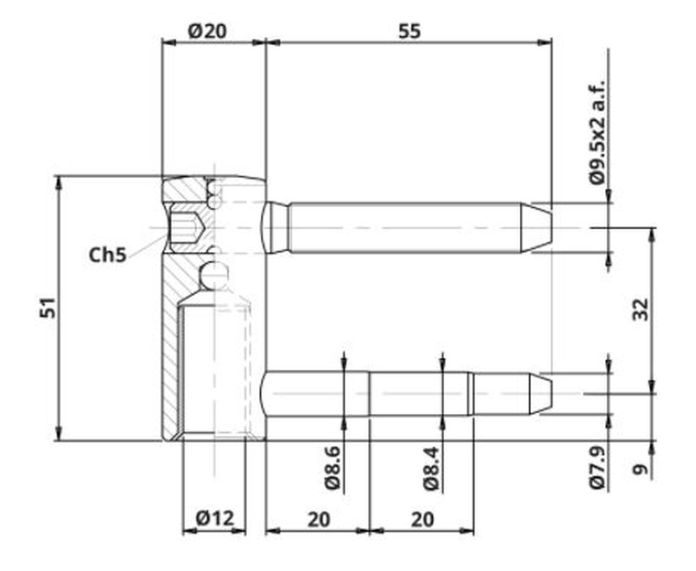 ELLEN Flügelteil Exacta Typ 495,2-tlg.Band,Ø20mm verzinkt Produktbild img2 L