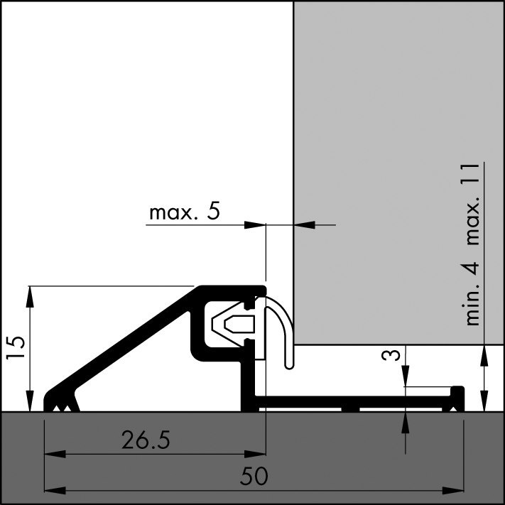 ELLEN Bodenschwelle AKW 2,mit Bodendichtung,1.000mm,naturfarben Produktbild img2 L