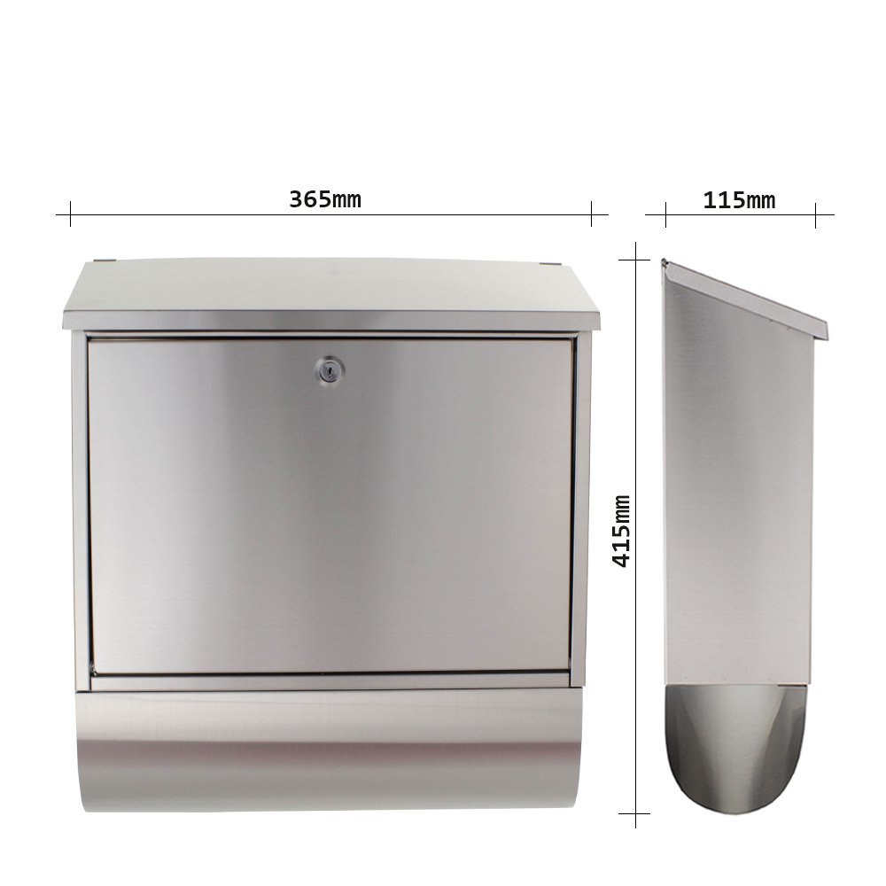 ROTTNER GA-Briefkasten, Villa,B 365mm, abschließbar, edelstahl matt Produktbild img4 L