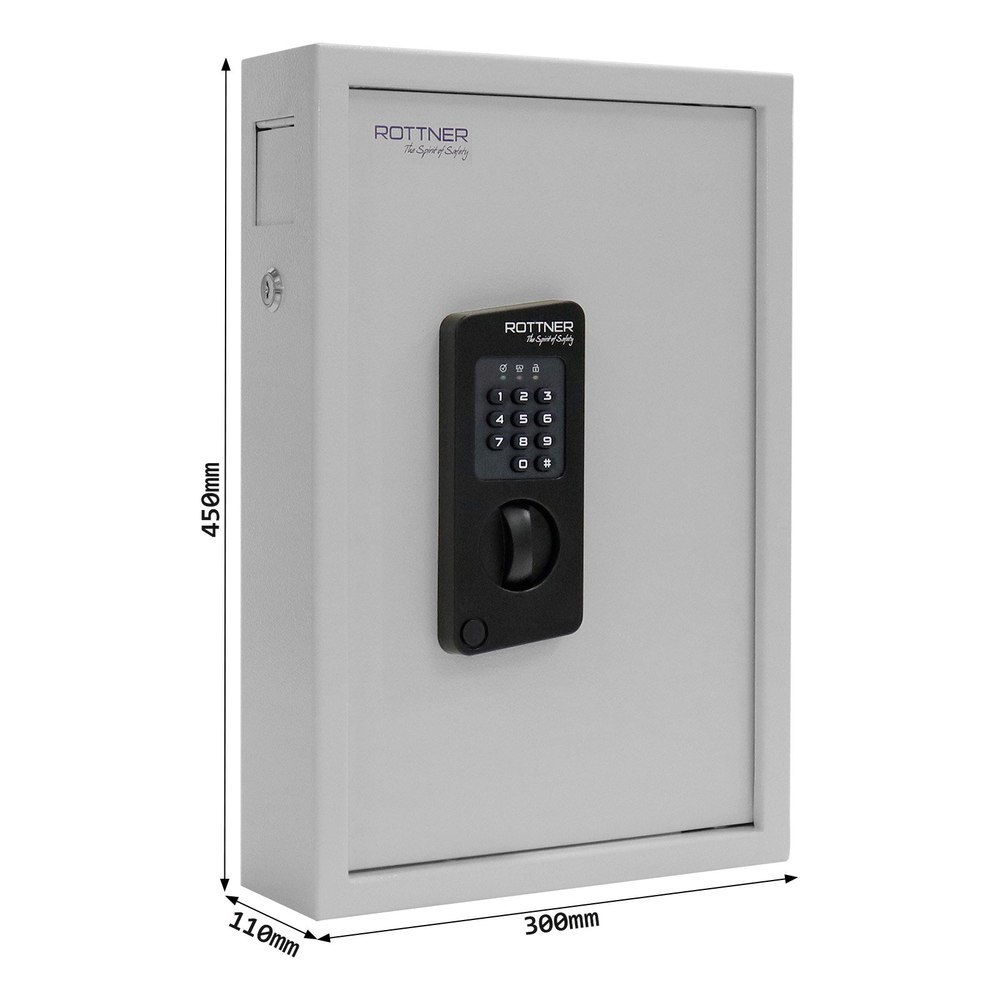 ROTTNER OB-Schlüsseltresor, Keytronic 48, mit elektronischem Zahlenschloss hellgrau Produktbild img4 L
