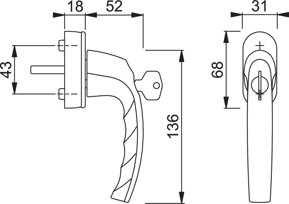 HOPPE® Fenstergriff absperrbar Atlanta 0530S/US952 100NM, N10, mit Schrauben, Aluminium Produktbild img2 L