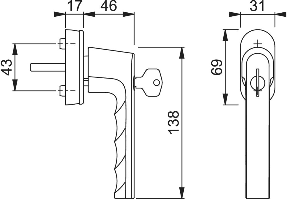 HOPPE® Fenstergriff abschließbar Hamburg 0700S/UD9020, mit Schrauben, Aluminium Produktbild img2 L