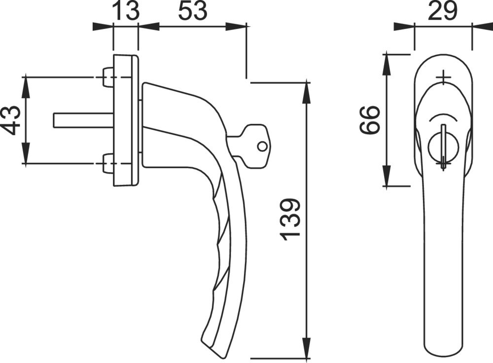 HOPPE® Fenstergriff absperrbar Tôkyô 0710S/U26, ohne Schrauben, N10, Aluminium Produktbild img3 L