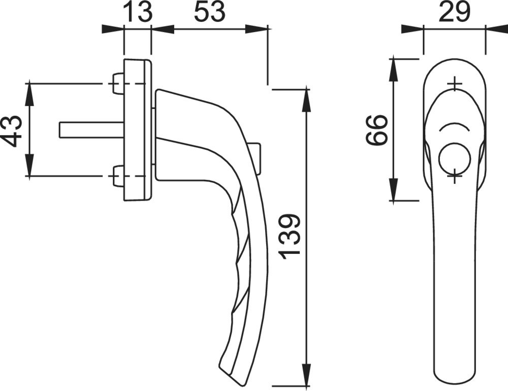 HOPPE® Fenstergriff absperrbar Tôkyô 0710SV/U26, ohne Schrauben, Aluminium Produktbild img3 L