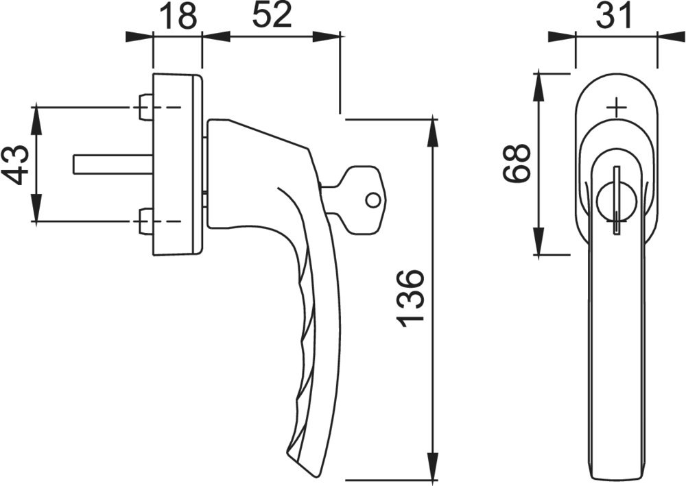 HOPPE® Fenstergriff absperrbar Luxembourg 099S/US952 100NM, mit Schrauben, Aluminium Produktbild img2 L