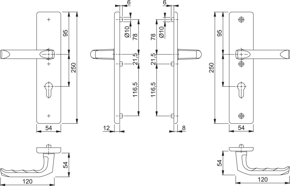HOPPE SI-DRG 113/2221A/2440,LS eck.,12mm,ES0/PZ 72/10,F1,TS 37-42 Produktbild img2 L