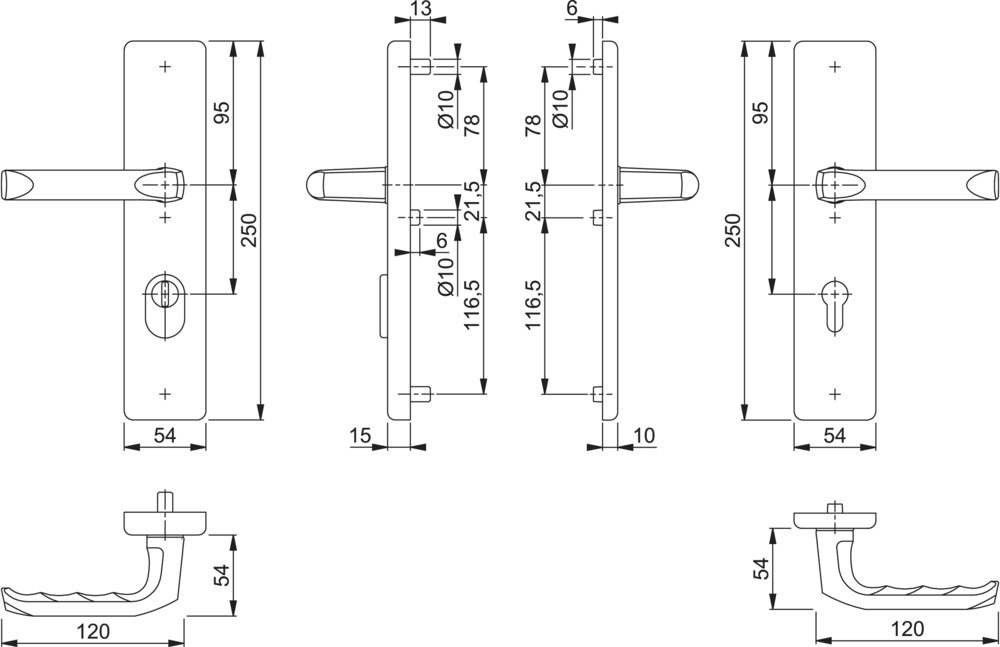 HOPPE SI-DRG 113/2222ZA/2210,LS eck.,15mm,ES1,ZA/PZ 72/8,F1,TS 37-47 Produktbild img3 L
