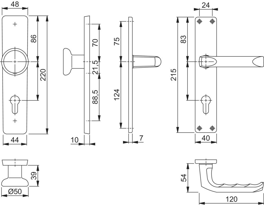 HOPPE® Wechselgarnitur mit Langschild London 54/227/202SP/113, Aluminium Produktbild img2 L