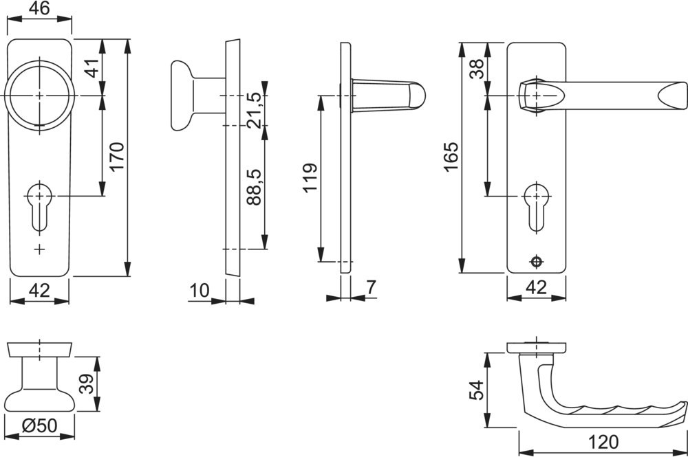 HOPPE® Wechselgarnitur mit Kurzschild London 54/227K/202KP/AP/113, Aluminium Produktbild img3 L