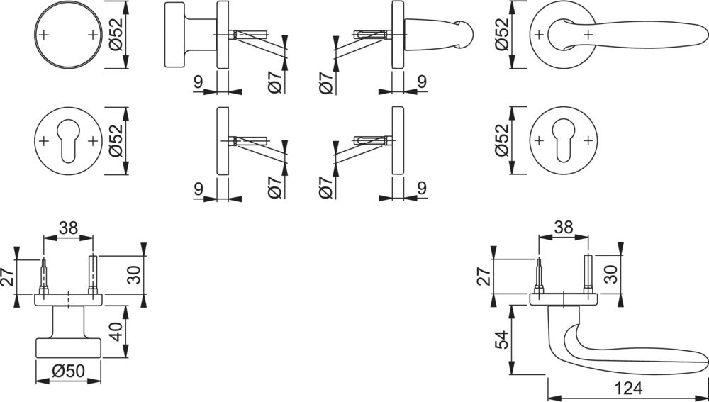 HOPPE® Wechselgarnitur mit Rosetten Verona 58/42KB/42KBS/1510, Aluminium Produktbild img2 L