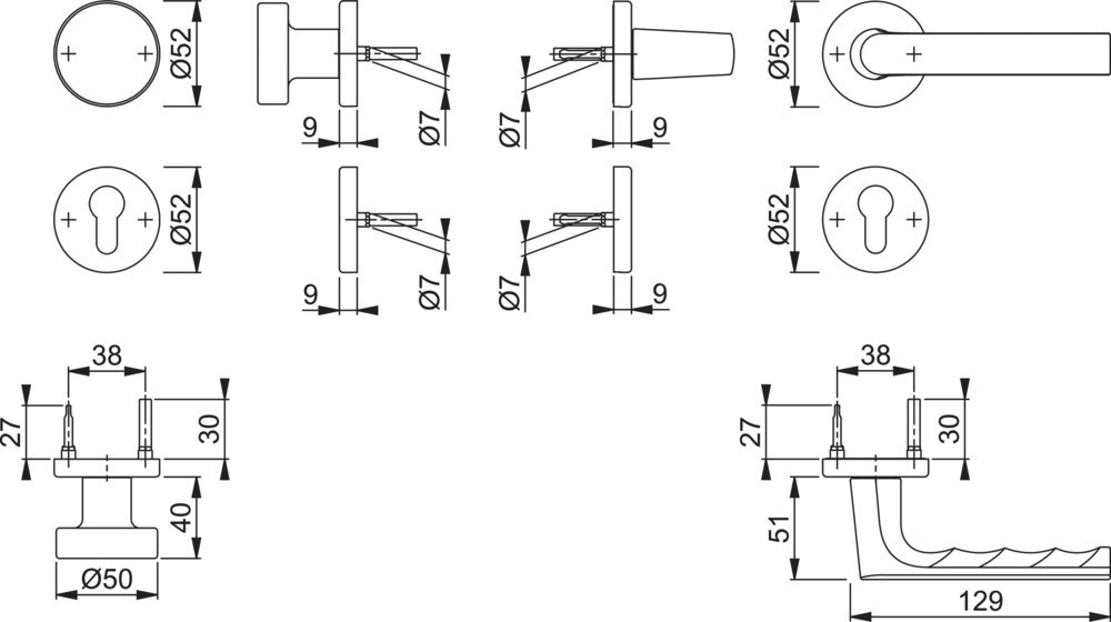 HOPPE® Wechselgarnitur mit Rosetten Hamburg 58/42KB/42KBS/1700, Aluminium Produktbild img2 L