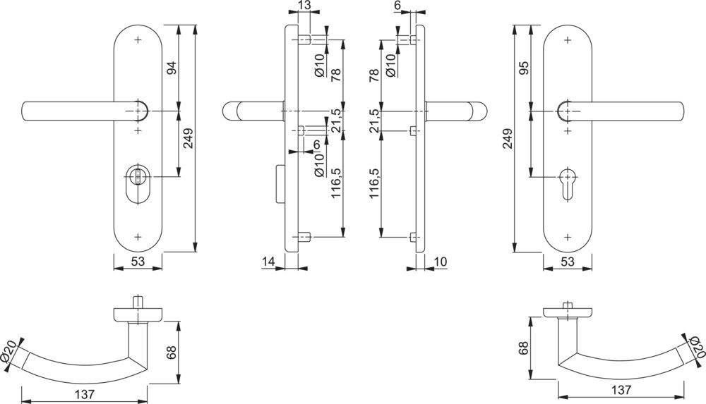 HOPPE SI-DRG E1430Z/3332ZA/3310,LS ov.,15mm,ES1,ZA/PZ 92/10,F69,TS 67-72 Produktbild img3 L
