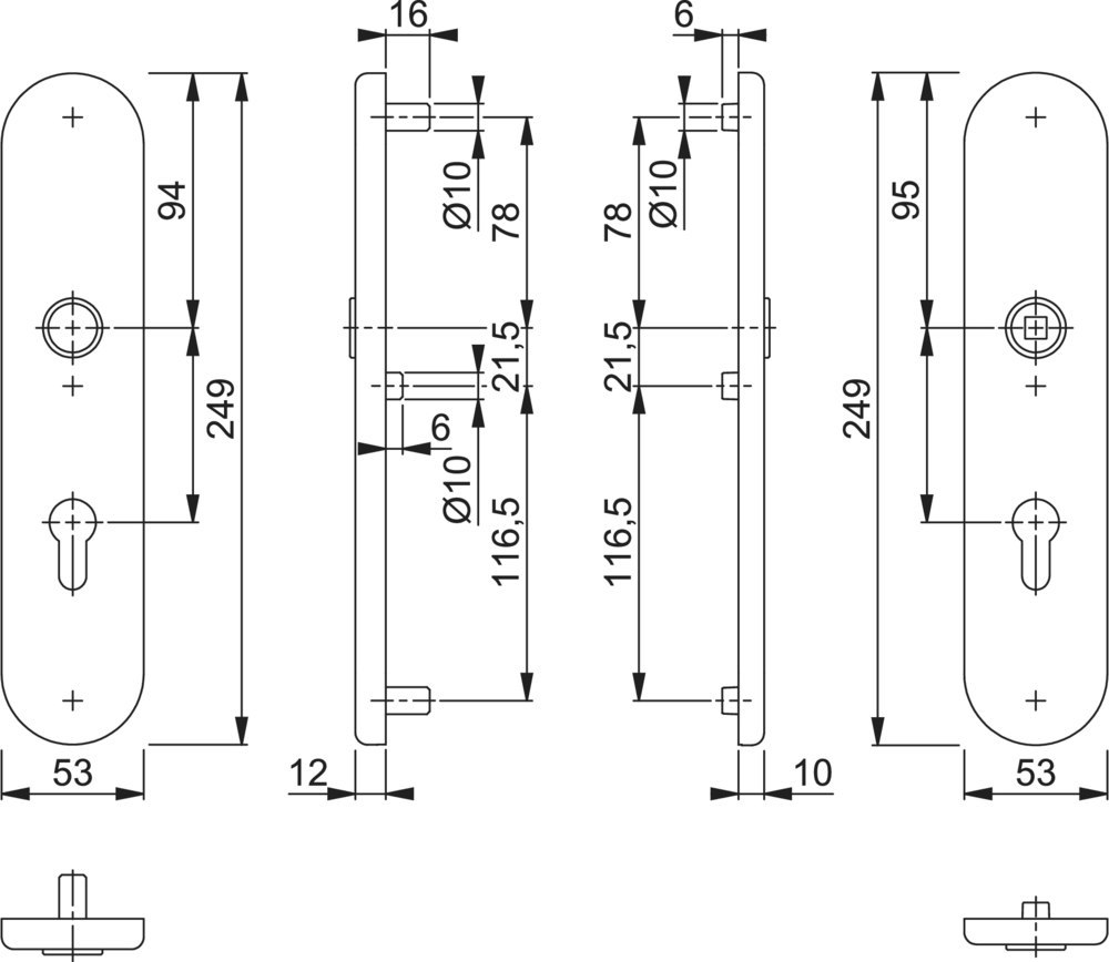 HOPPE Schutz-Langschild E3331/3310 ov.,ES1/PZ 72/8,F69,TS 37-47 Produktbild img2 L