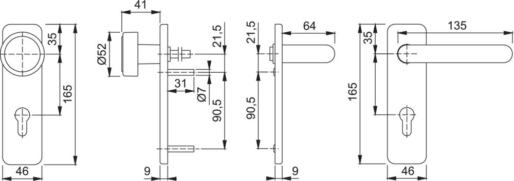 HOPPE Wechselgarnitur Paris FS-K58/202K/138, KS,PZ72/9,F9005M,TS 40-66 Produktbild img2 L