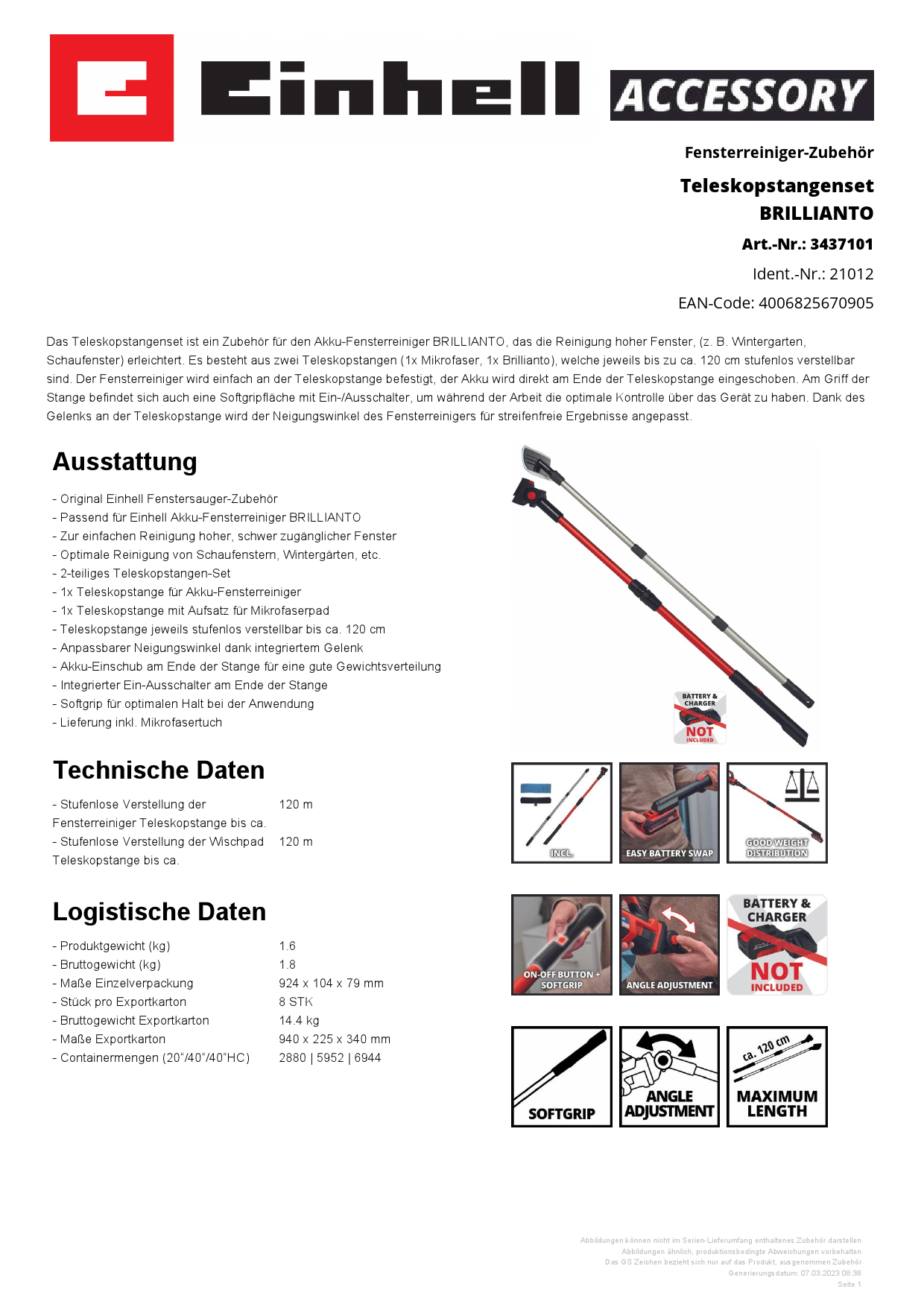 EINHELL Teleskopstangenset BRILLIANTO Produktbild img3 L