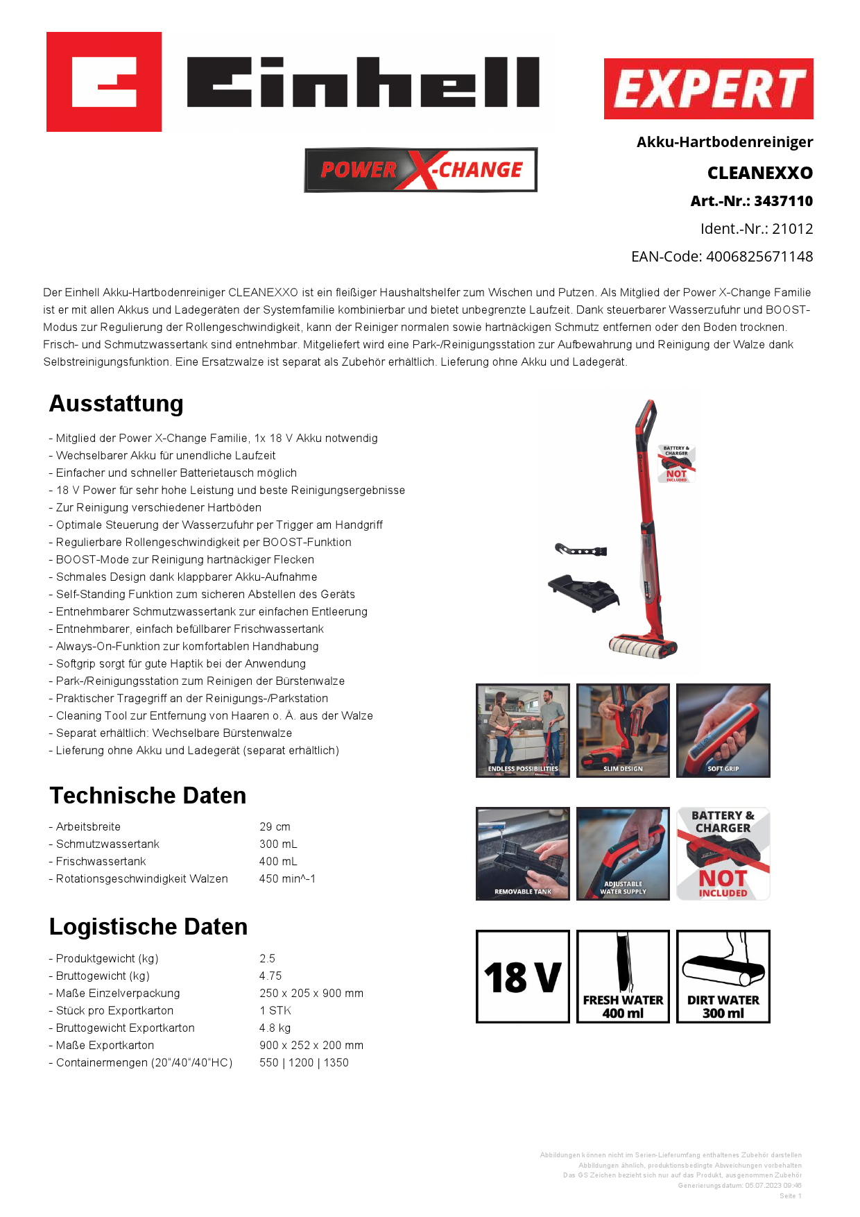 EINHELL Akku-Hartodenreiniger CEANEXXO Produktbild img4 L