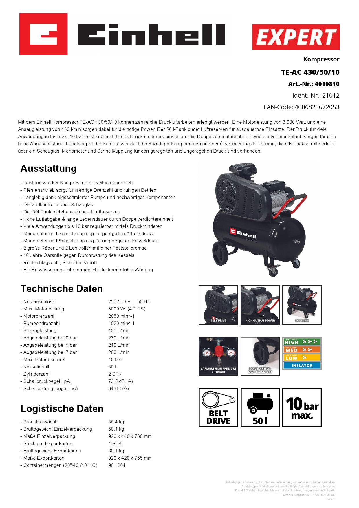 EINHELL Kompressor TE-AC 430/50/10 Produktbild img3 L