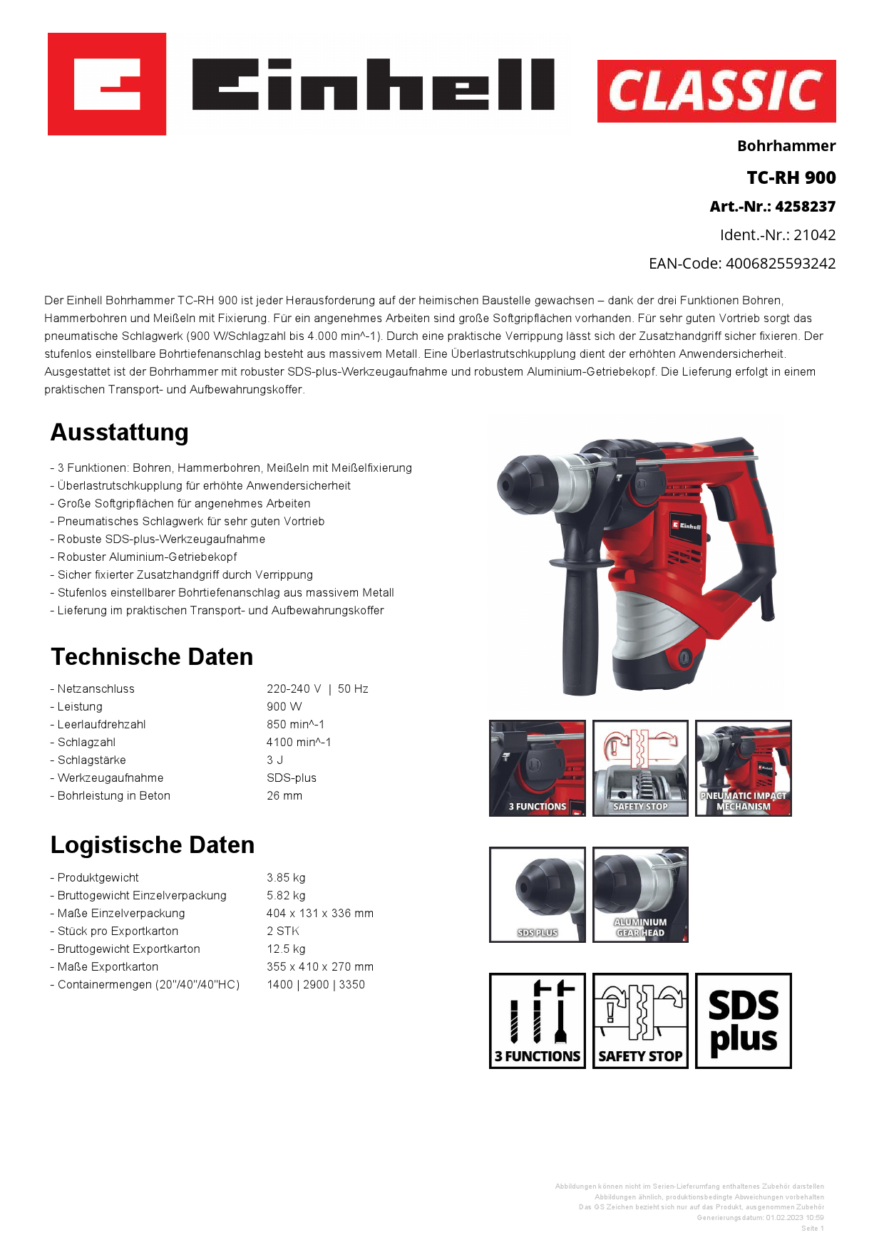 EINHELL ohrhammer TC-RH 900 Produktbild img5 L