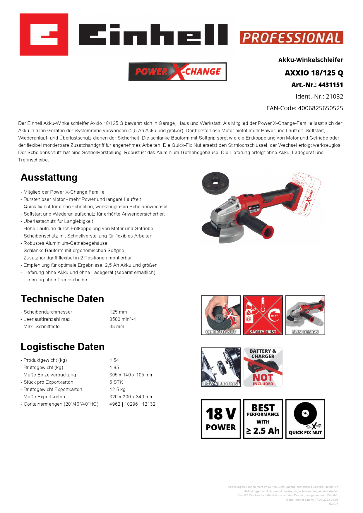 EINHELL AXXIO 18/125 Q Produktbild img5 L