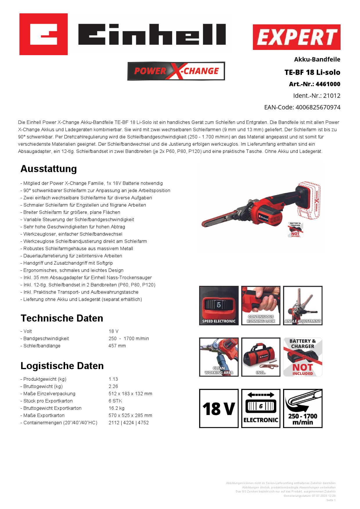 EINHELL Akku-andfeile TE-F 18 i-soo Produktbild img3 L