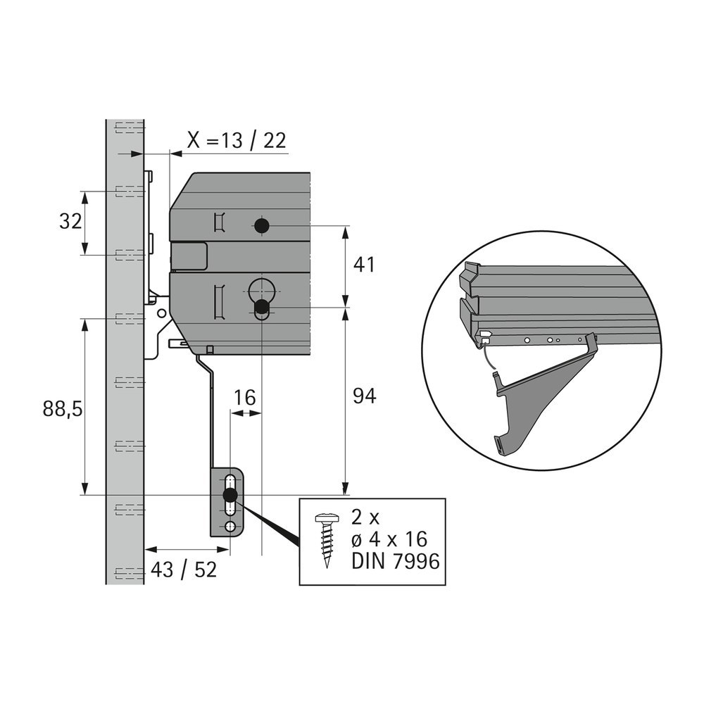 Hettich Stahlschubkasten-Bl.stü., f.Hängereg.rahm., 20592, Stahl aluminiumoptik pulverb. Produktbild img3 L