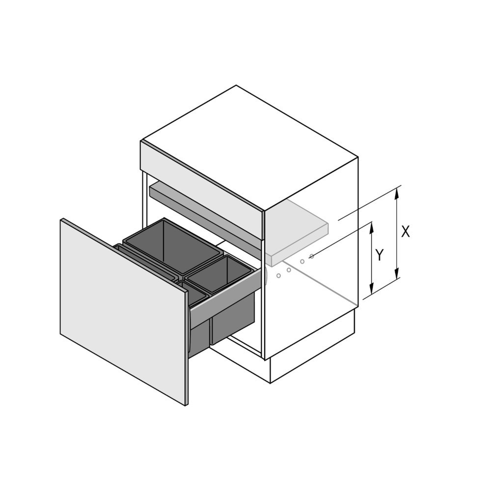 Hettich Abfallsyst.-Rahmen, ArciTech Pull 9279404, KB 600mm, St anthr. pulverbeschichtet Produktbild img4 L