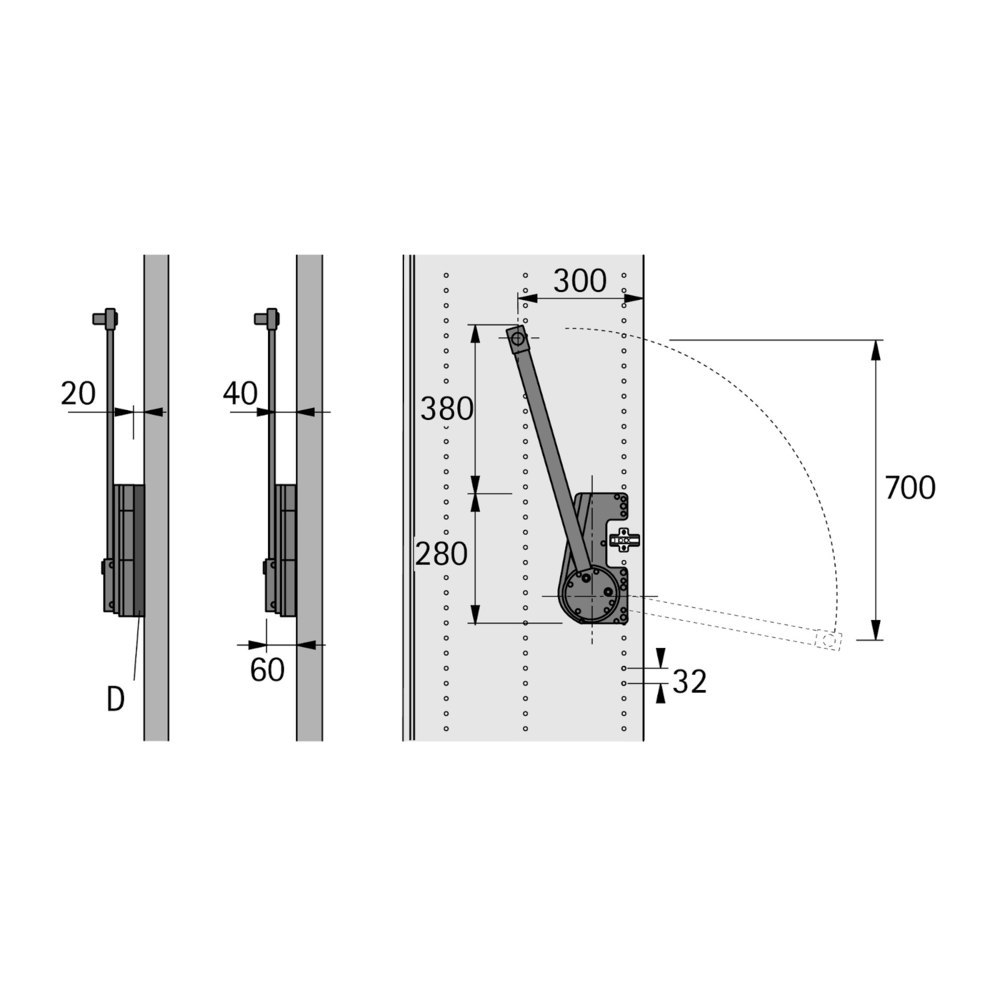 Hettich Schrank-Kleiderlift, Duo Lift 15, 42507, 750-1150mm, 15kg, aluminiumoptik Produktbild img2 L