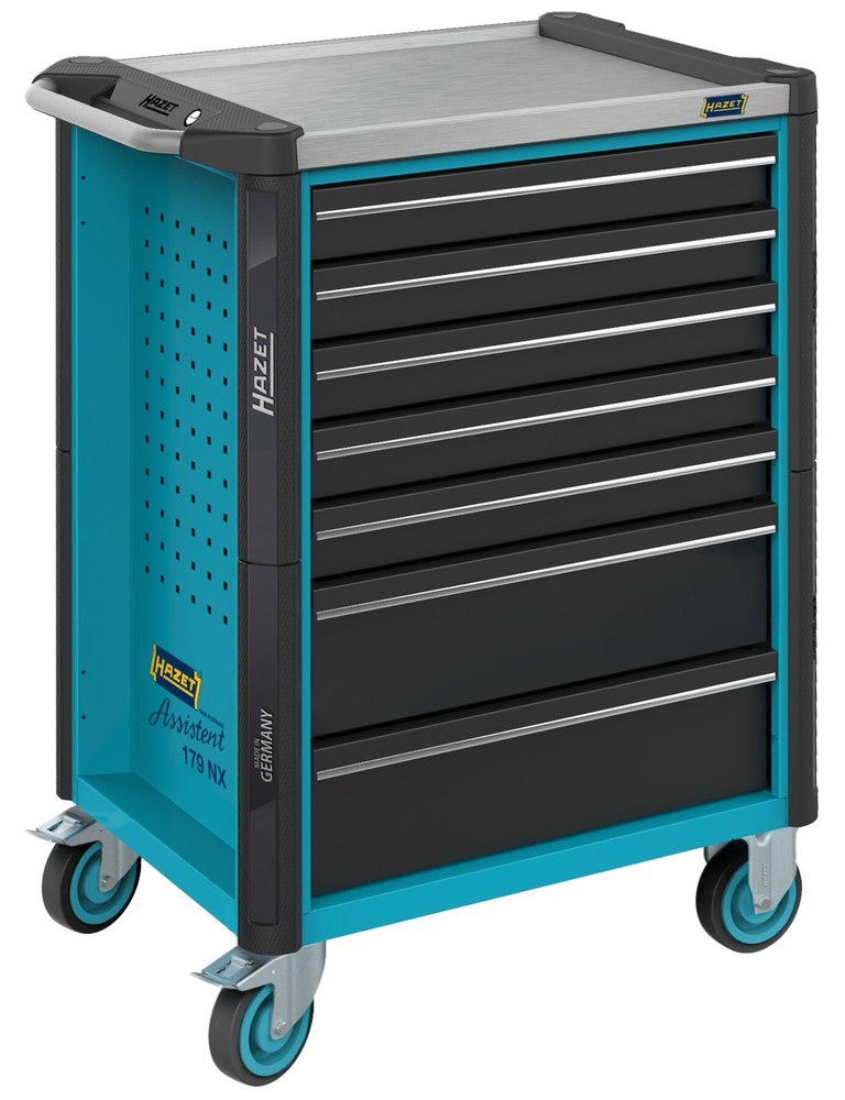 HAZET Werkstattwagen Assistent ∙ mit Sortiment 179NX-7/137 ∙ 785 mm x 518 mm x 1020 mm ∙ Schubladen, flach: 5× 81 x 522 x 398 mm ∙ Schubladen, hoch: 2 Produktbild img1 L
