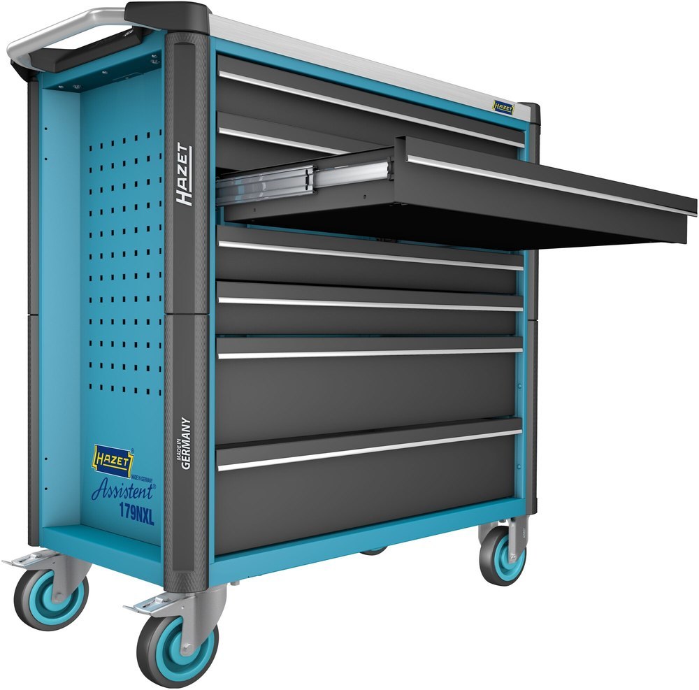 HAZET Werkstattwagen Assistent ∙ mit Sortiment 179NXL-7/265 ∙ 959 mm x 518 mm x 1020 mm ∙ Schubladen, flach: 5× 81 x 696 x 398 mm ∙ Schubladen, hoch: Produktbild img6 L