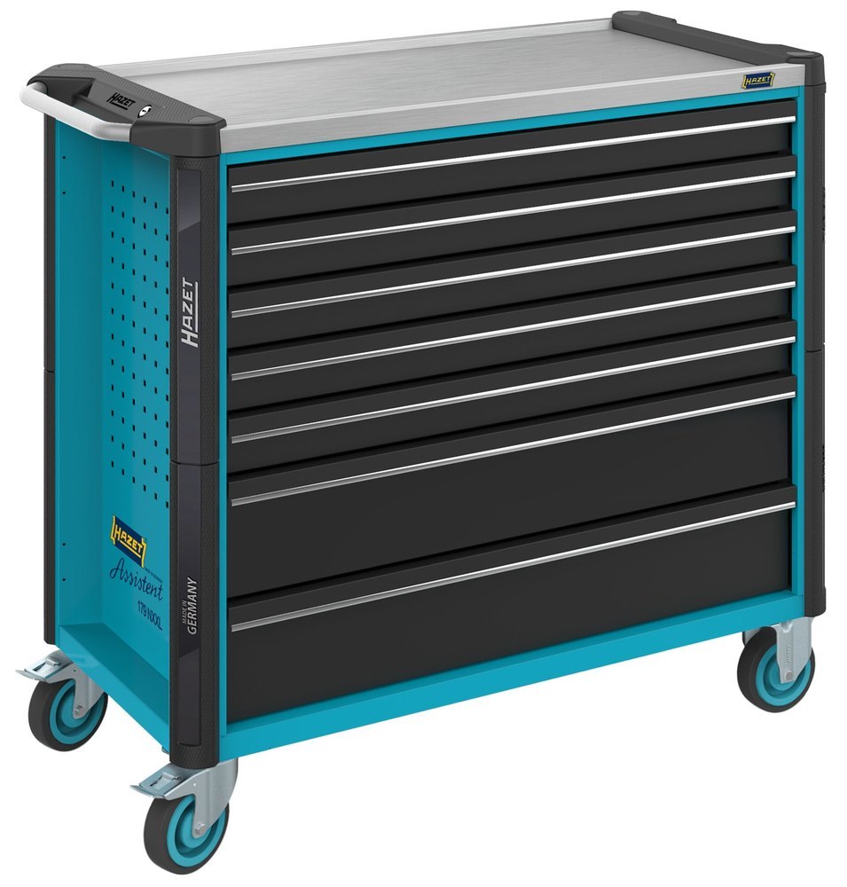 HAZET Werkstattwagen Assistent ∙ mit Sortiment 179NXXL-7/340 ∙ 1133 mm x 518 mm x 1020 mm ∙ Schubladen, flach: 5× 81 x 870 x 398 mm ∙ Schubladen, hoch Produktbild img2 L