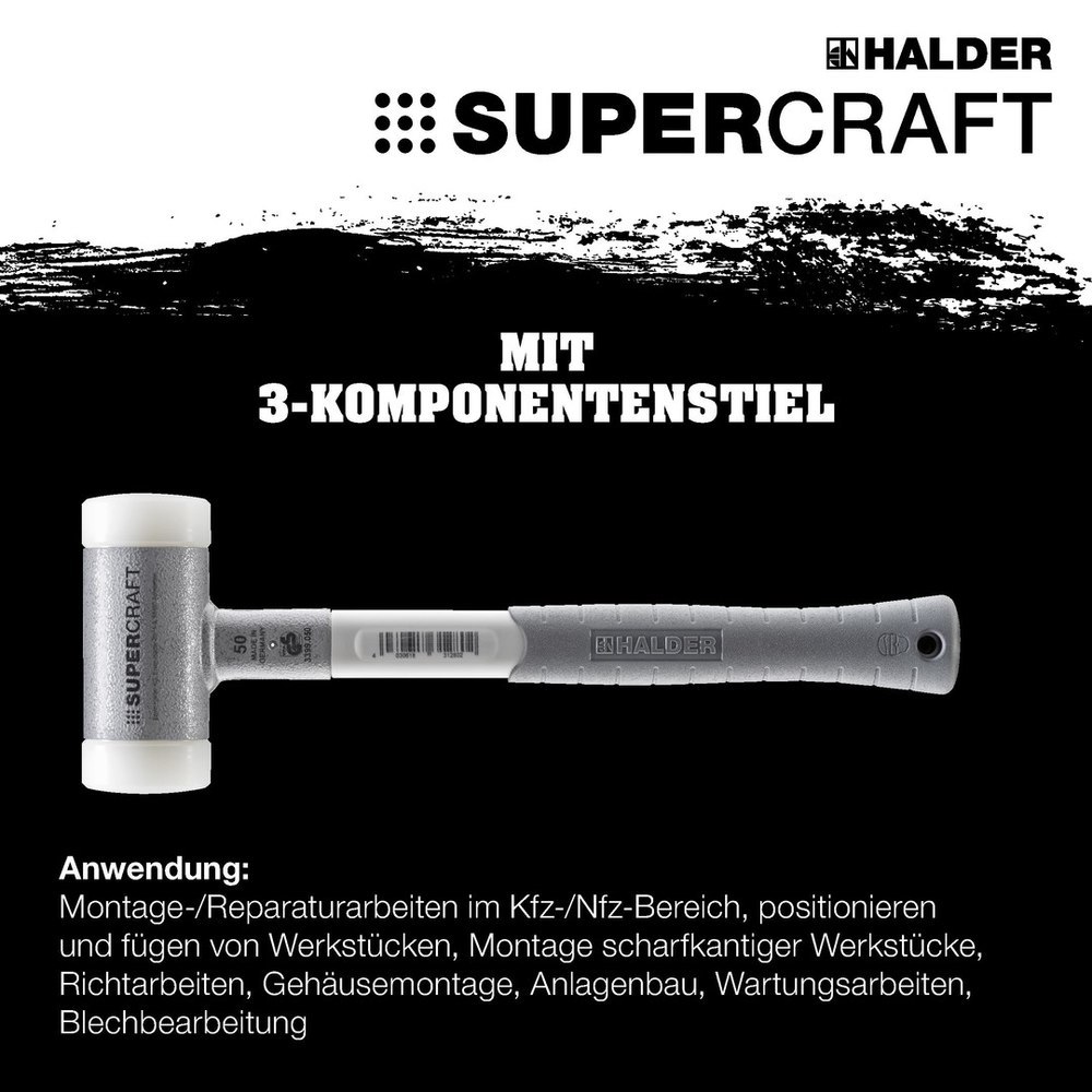 SUPERCRAFT-Schonhammer, mit ergonomisch geformtem, rutsch- und bruchsicherem 3-Komponentenstiel Produktbild img1 L