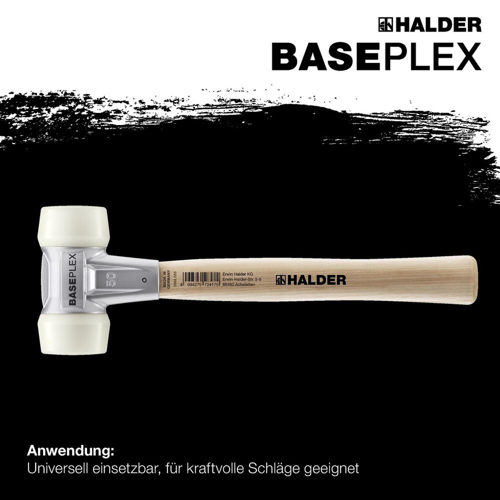 Halder BASEPLEX-Schonhammer, Nylon / Nylon mit Zinkdruckguss-Gehäuse und Holzstiel Produktbild img3 L
