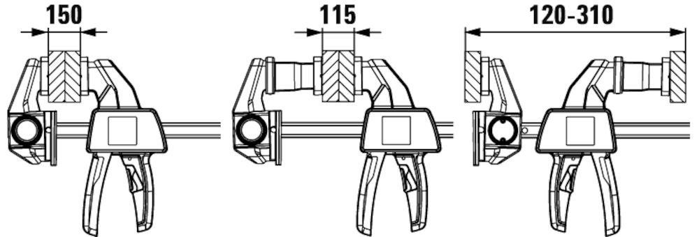 BESSEY Einhand-Tischzwinge 150x60mm / 120-310mm 2St. Produktbild img13 L