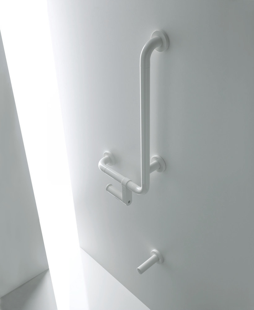 HEWI Papierrollenhalter 477.21.200, mit Rosette, L 123mm, lichtgrau Produktbild img2 L