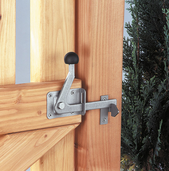 GAH Gartentorfalle, mit Klinkhaken,links/rechts,Edelstahl kugelgestrahlt Produktbild img2 L