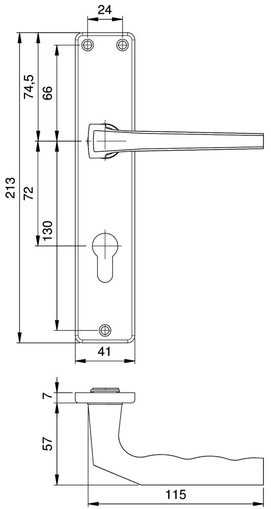 edi Wechselgarnitur 1634/7203,LS eck,PZ72/8,TS 35-45,naturf.,o.Stützn. Produktbild img3 L